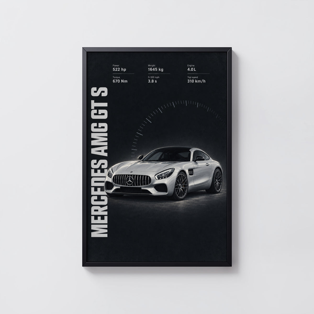 Vintage Mercedes AMG GT S Print, Car Wall Art