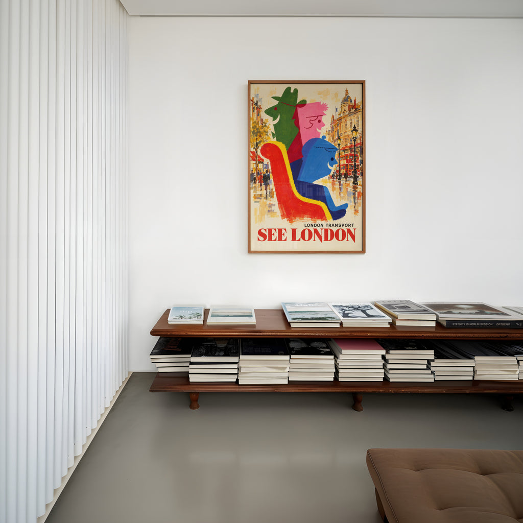 Vintage London Poster, See London Print, Retro Wall Art