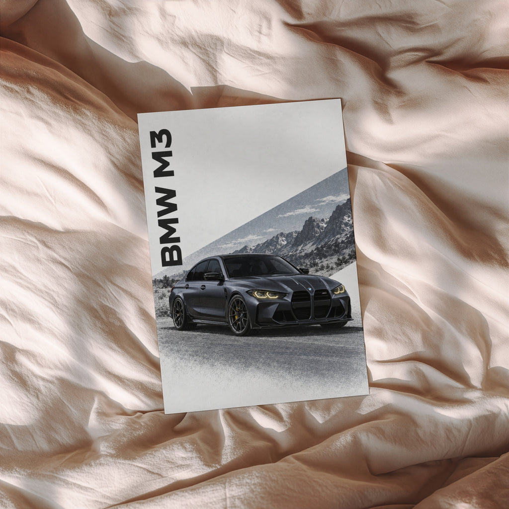 Vintage BMW M3 Print, Car Wall Art, Mountain