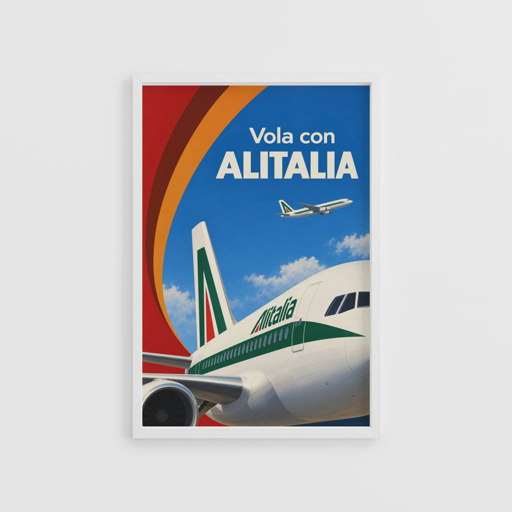 Vintage Alitalia Aircraft Poster, Retro Airline Print