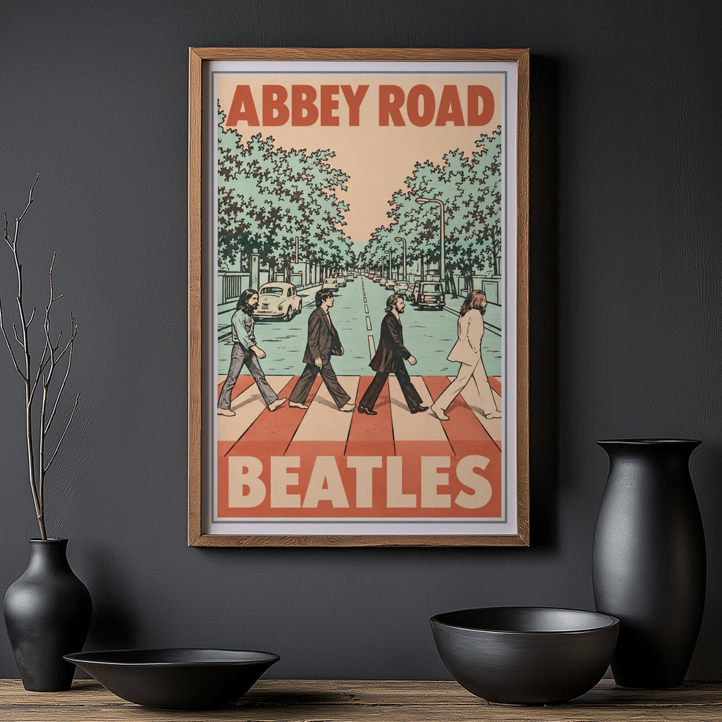 Vintage Abbey Road London Poster, Beatles Wall Art Print