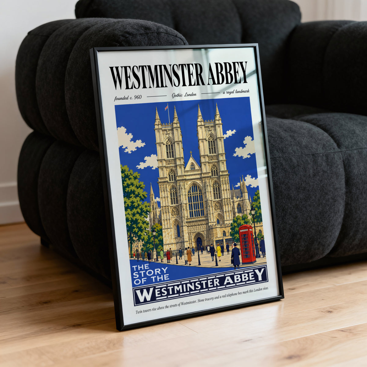 Vintage Westminster Abbey Poster, London Wall Art, Print