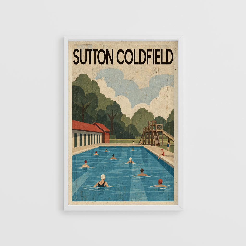 Vintage Sutton Coldfield Poster, Lido Wall Art, Print