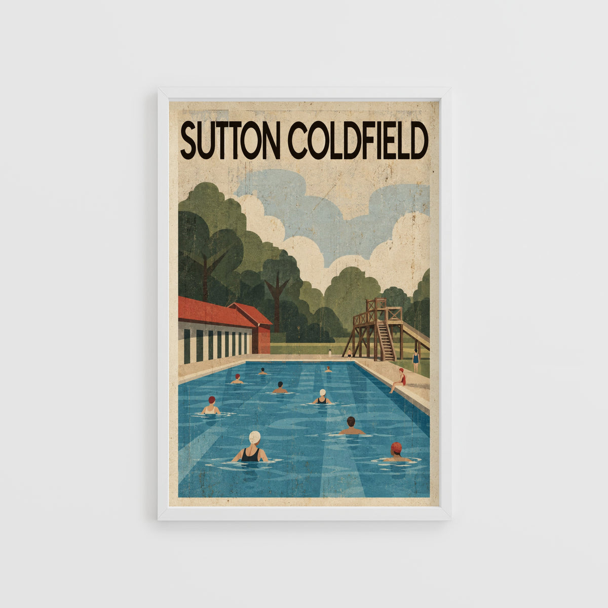 Vintage Sutton Coldfield Poster, Lido Wall Art, Print