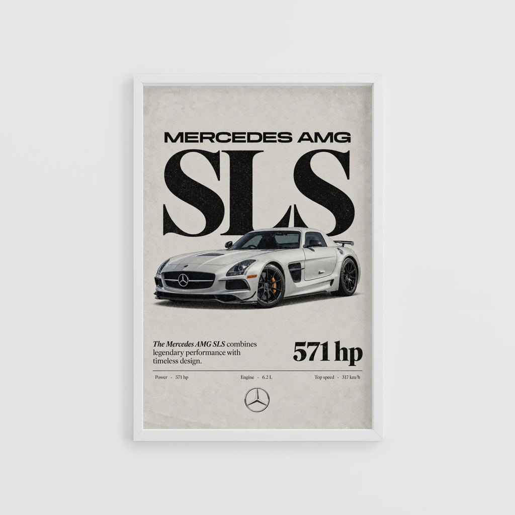 Vintage Mercedes AMG SLS Print, Car Poster, Wall Art