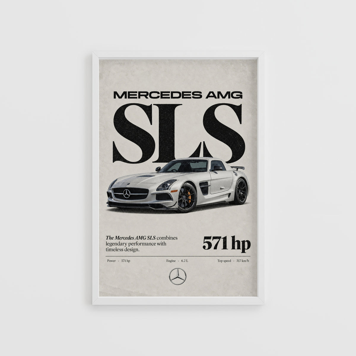 Vintage Mercedes AMG SLS Print, Car Poster, Wall Art