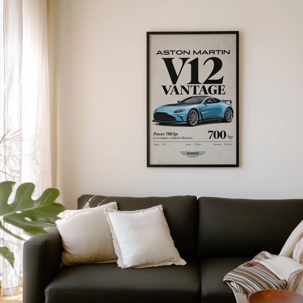 Vintage Aston Martin V12 Vantage Print, Car Art