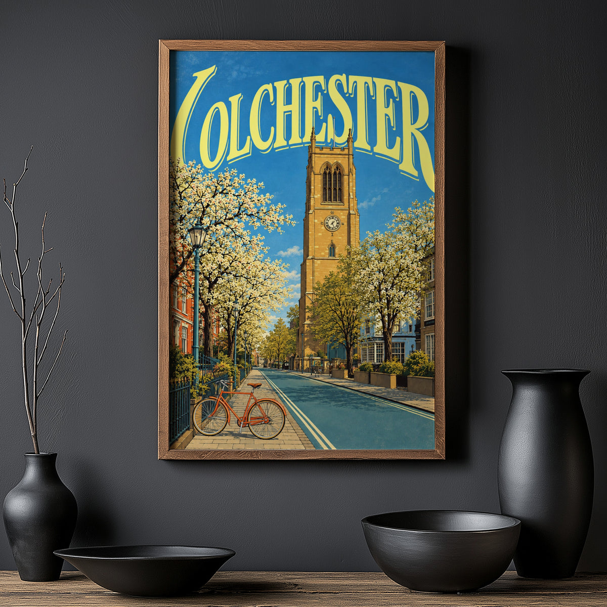 Vintage Colchester Poster, England Wall Art, Spring Print