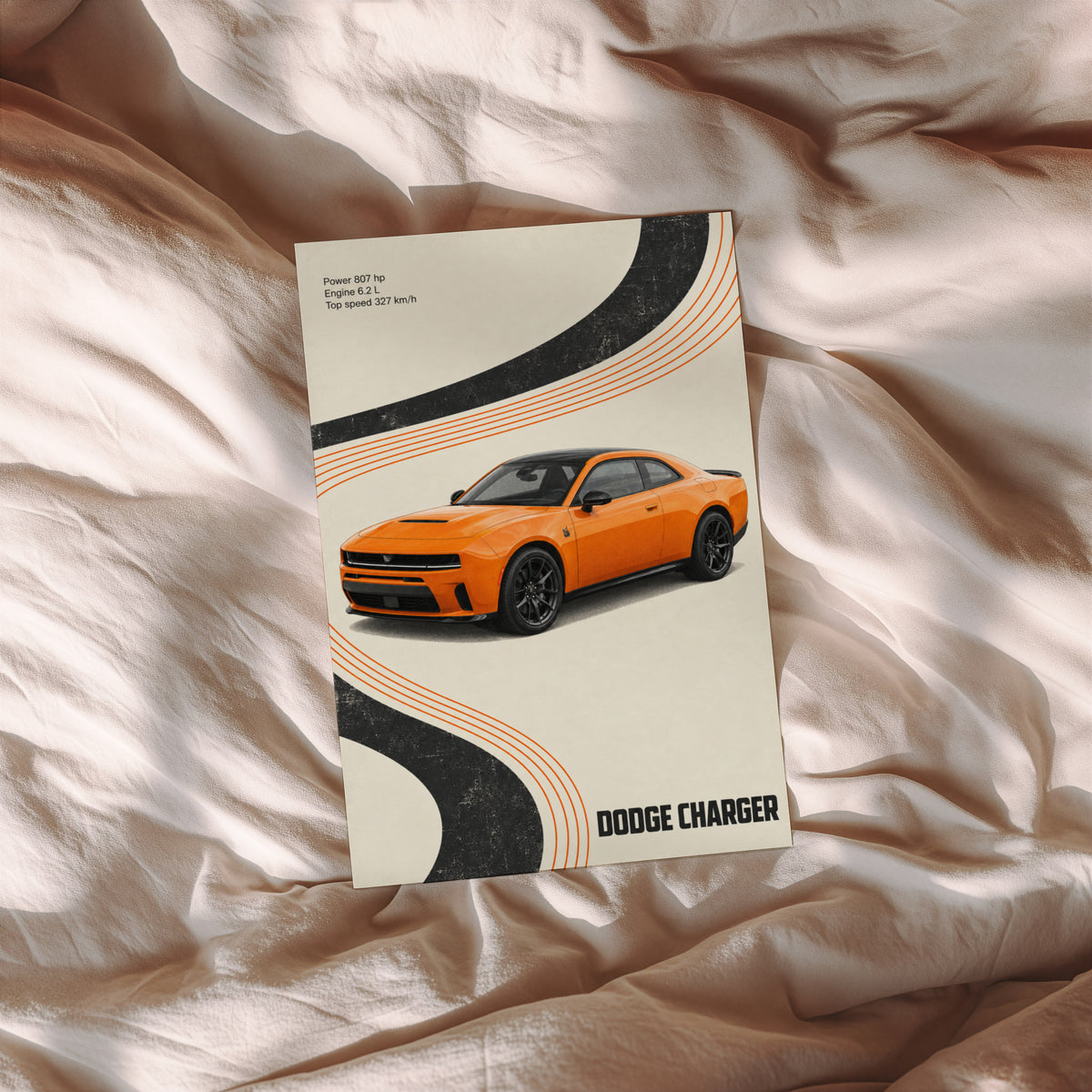 Vintage Dodge Charger Print, Muscle Car Wall Art