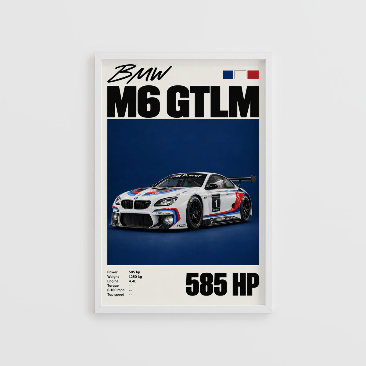 Vintage BMW M6 GTLM Print, Racing Car Wall Art