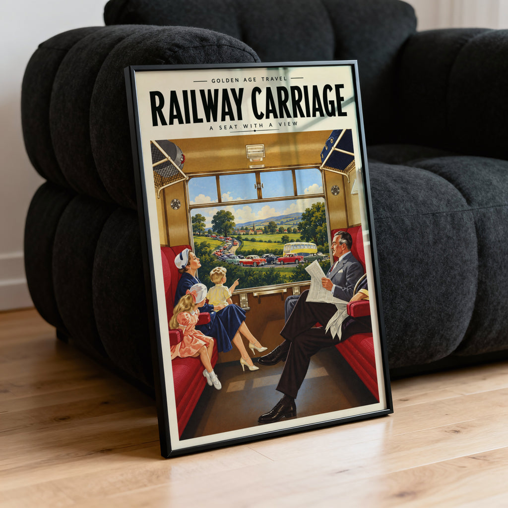 Vintage Railway Carriage Print Poster, Train Wall Art