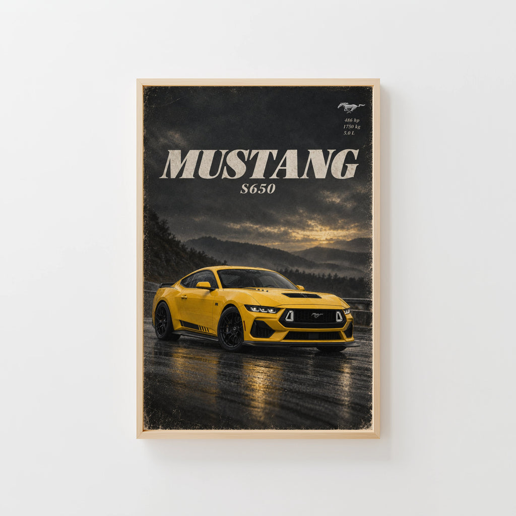 Vintage Mustang S650 Car Print, Garage Wall Art