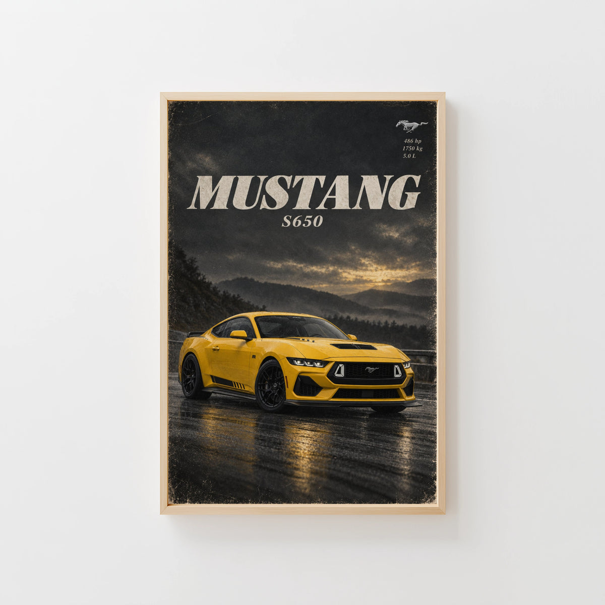 Vintage Mustang S650 Car Print, Garage Wall Art