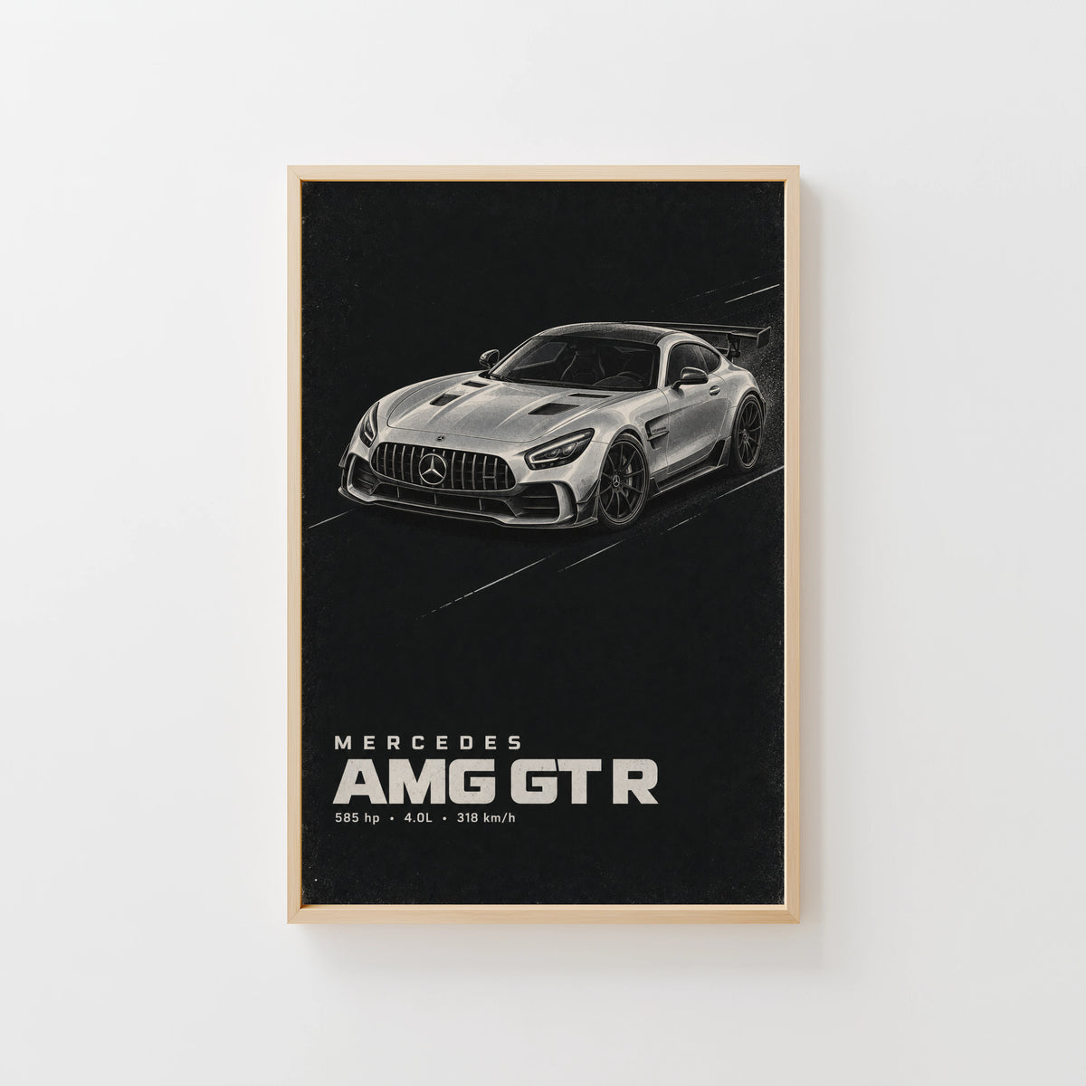 Vintage Mercedes AMG GT R Print, Car Wall Art