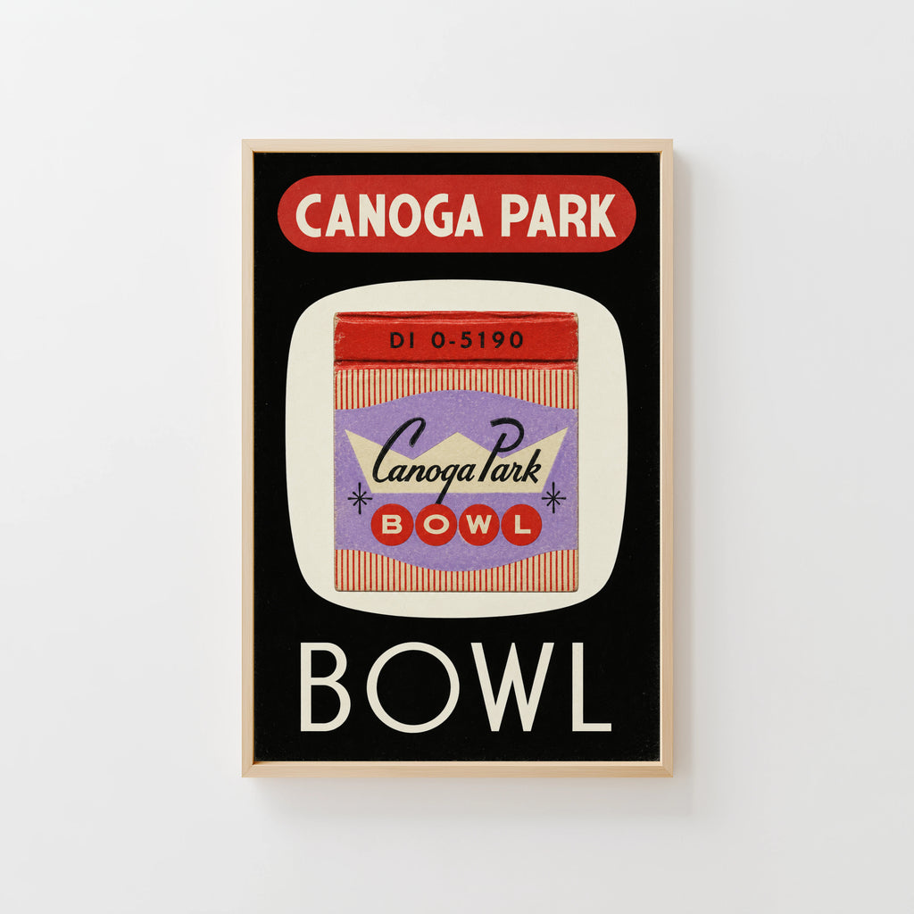 Vintage Bowling Alley Poster, Matchbook Wall Art Print
