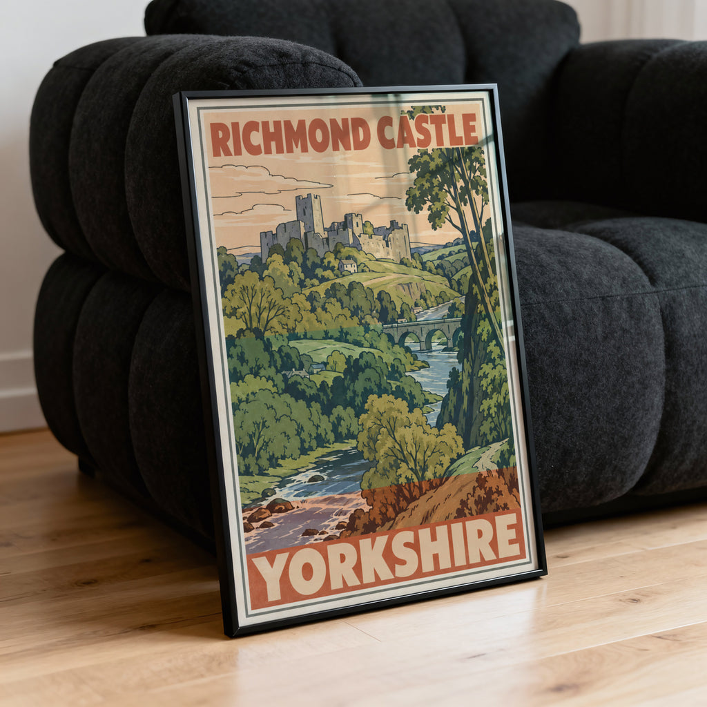 Vintage Richmond Castle Yorkshire Poster, Travel Print