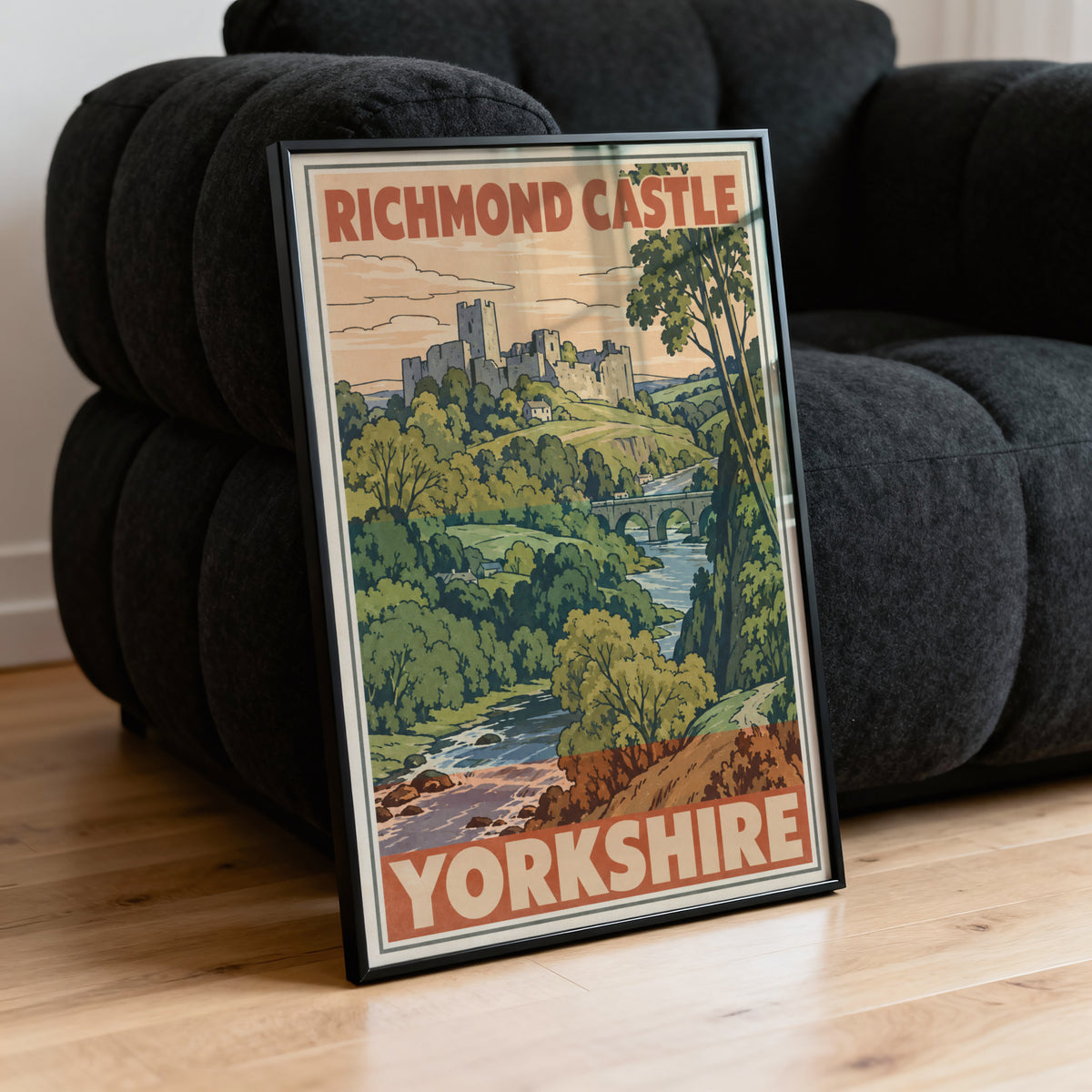 Vintage Richmond Castle Yorkshire Poster, Travel Print
