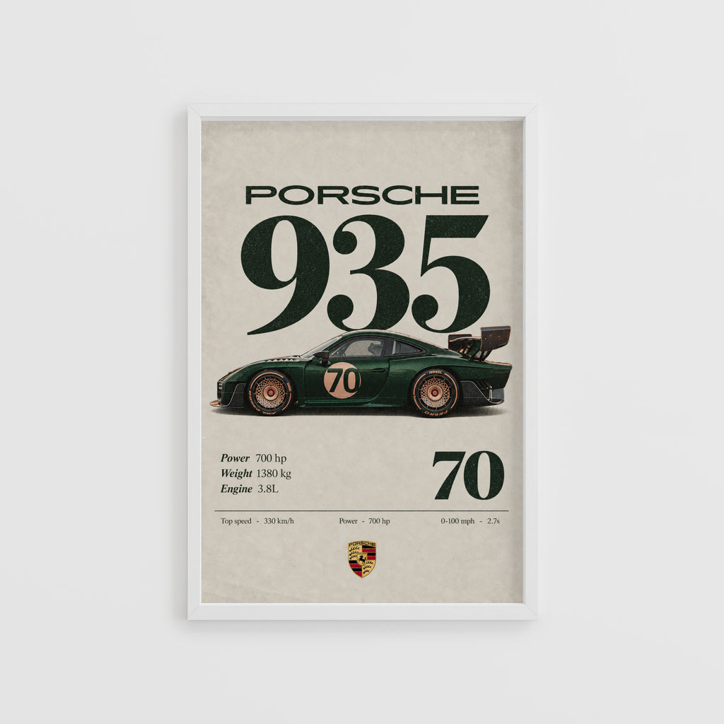 Vintage Porsche 935 Print, Racing Car Wall Art