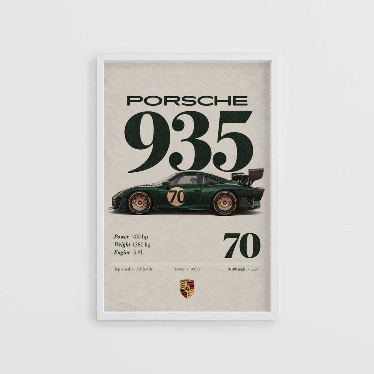 Vintage Porsche 935 Print, Racing Car Wall Art