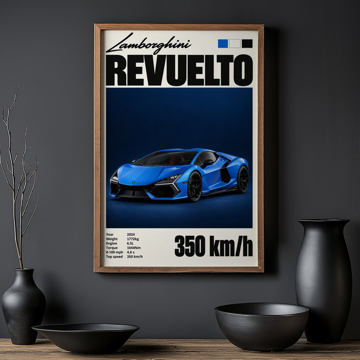 Vintage Lamborghini Revuelto Print, Supercar Wall Art
