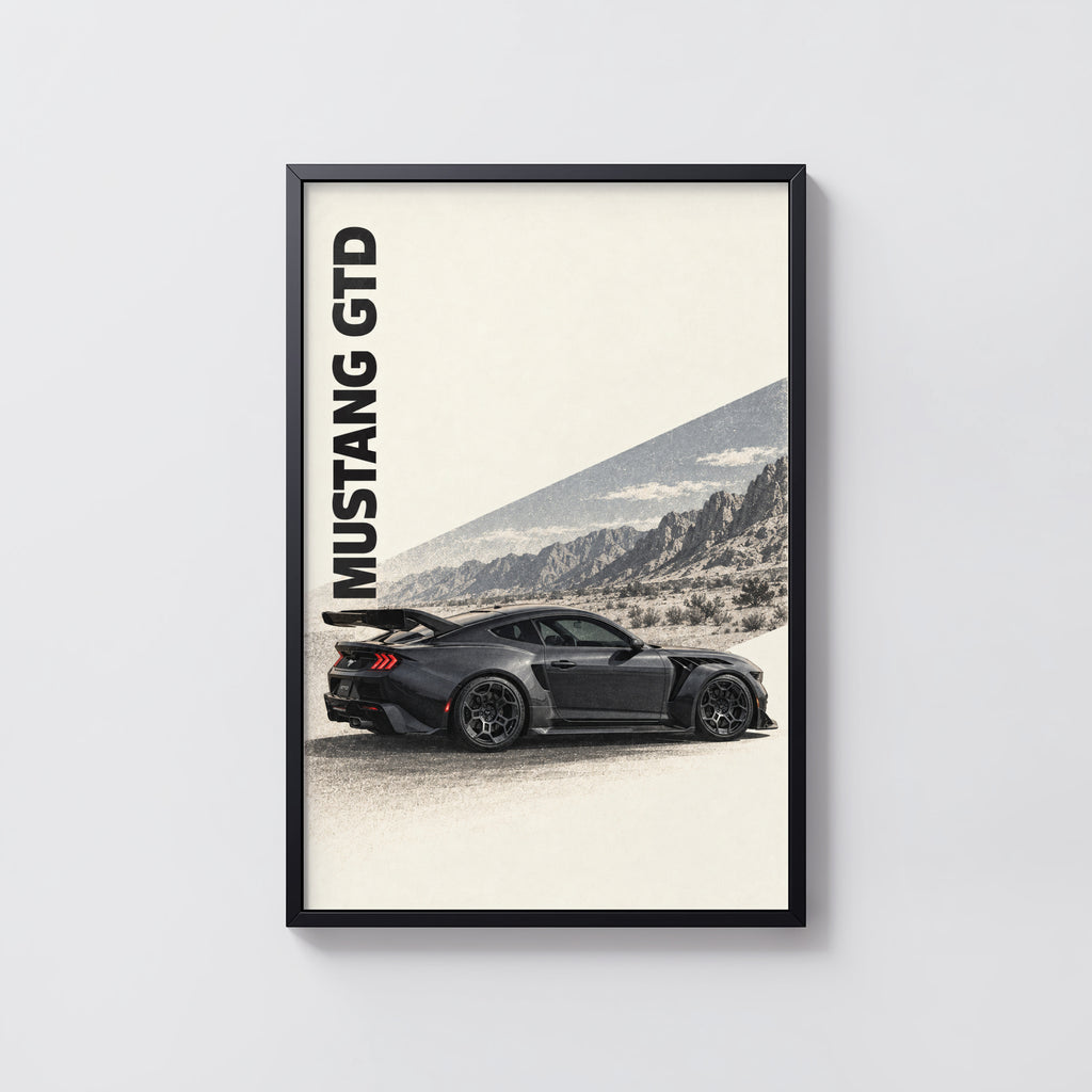 Vintage Mustang GTD Car Print, Garage Wall Art