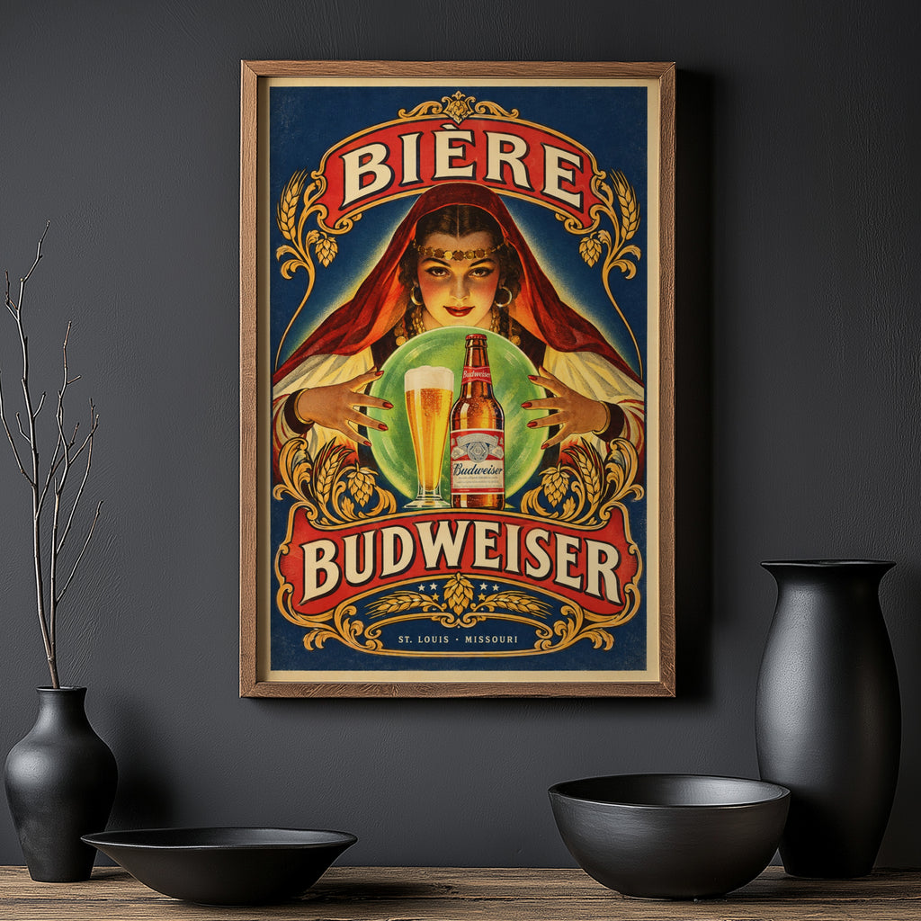 Vintage Budweiser Beer Print, Bar Poster, Pub Wall Art