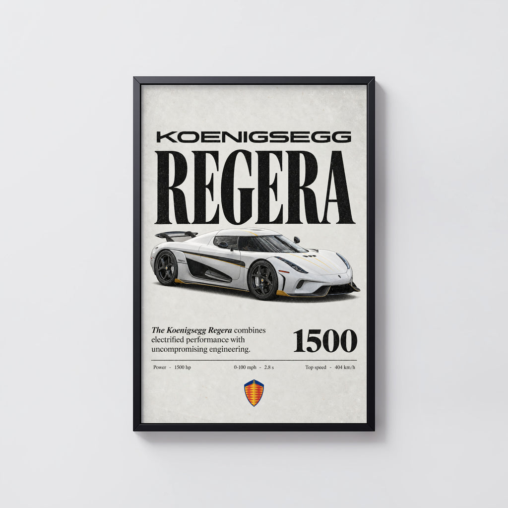 Vintage Koenigsegg Regera Print, Hypercar Art