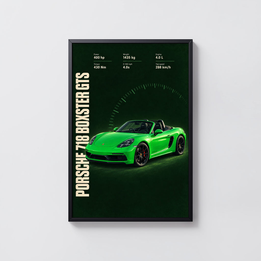 Vintage Porsche 718 Boxster GTS Print, Car Wall Art