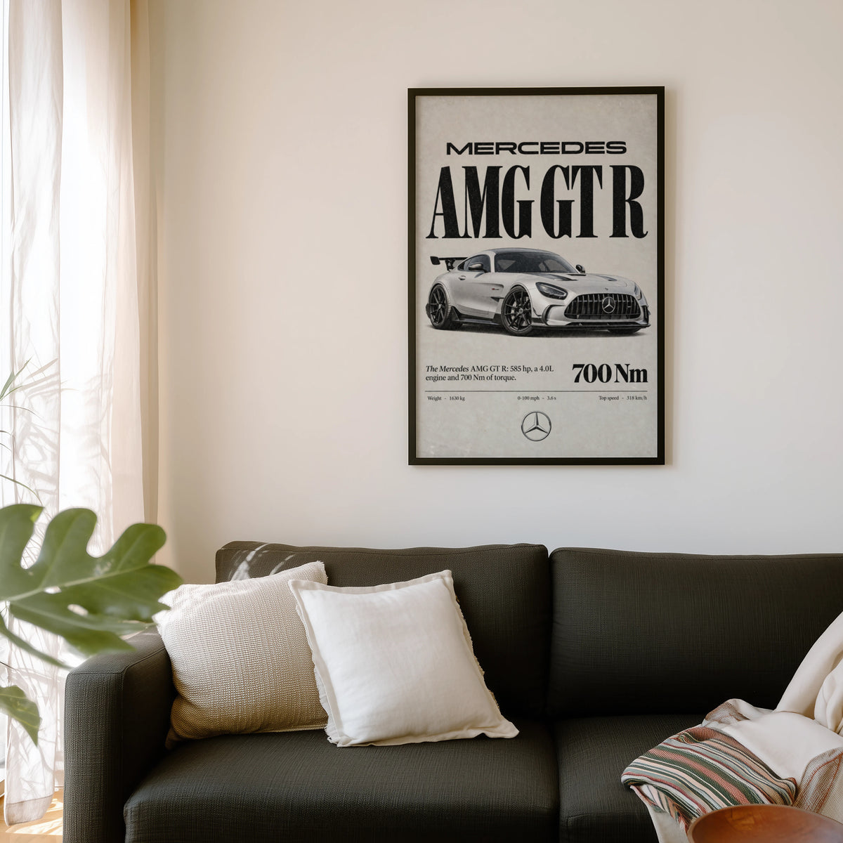 Vintage Mercedes AMG GT R Print, Car Poster, Wall Art
