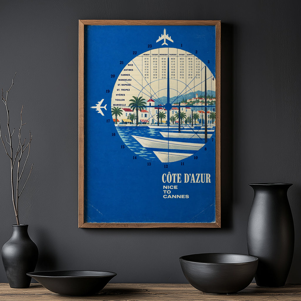Vintage Cote d'Azur Poster, French Riviera Wall Art