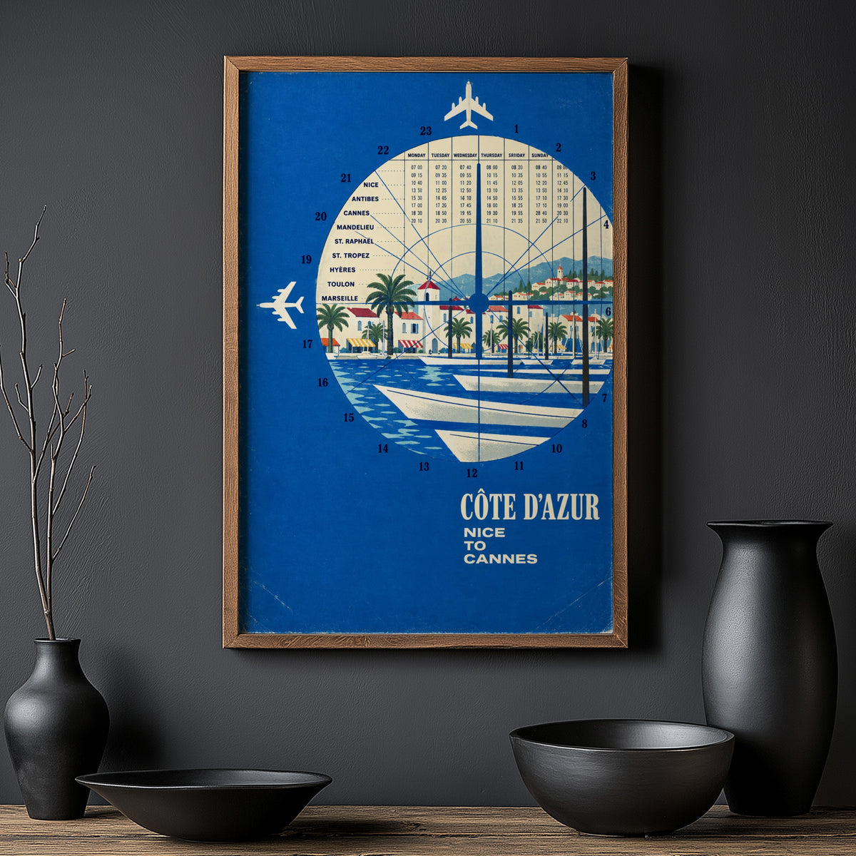 Vintage Cote d'Azur Poster, French Riviera Wall Art