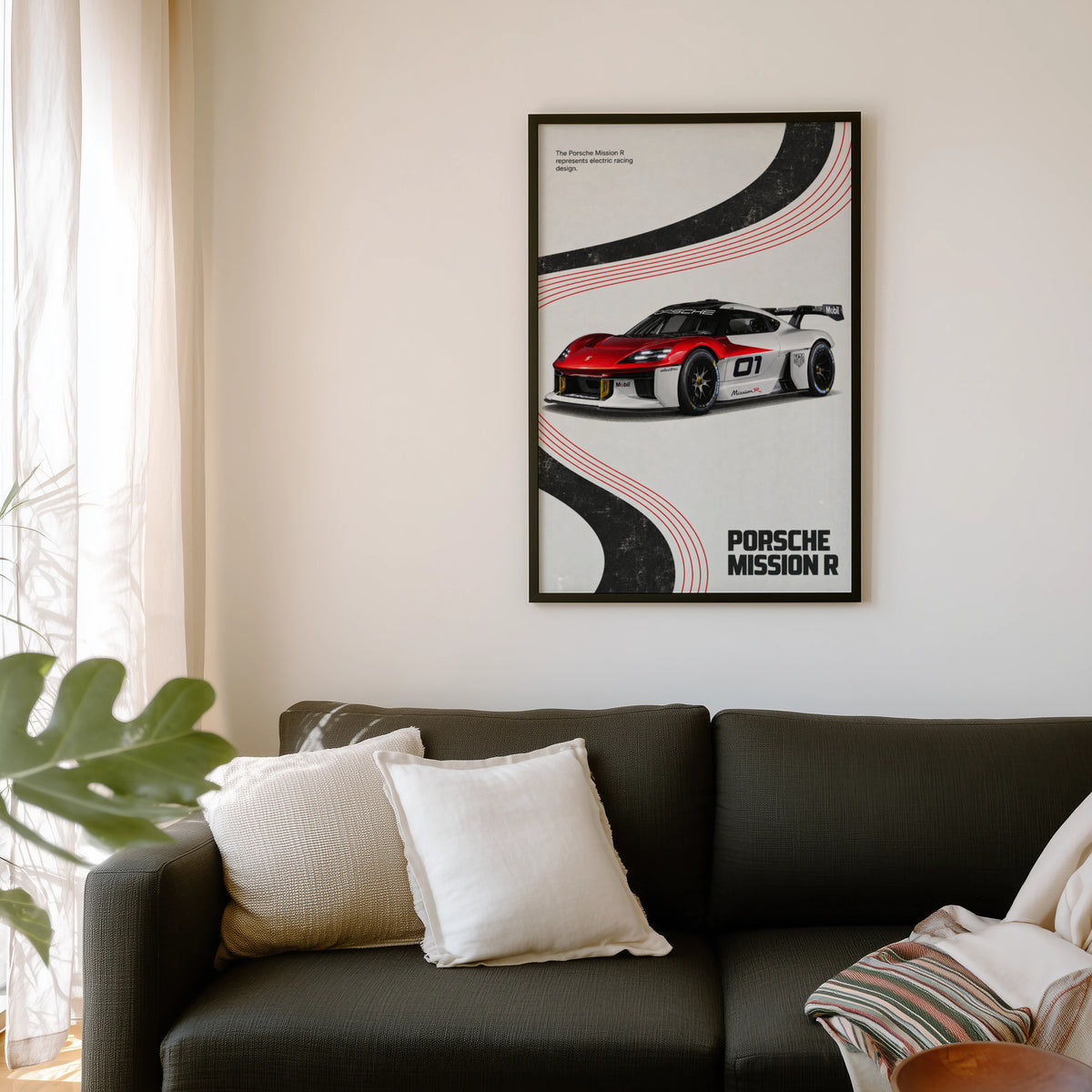 Vintage Porsche Mission R Print, Racing Car Art
