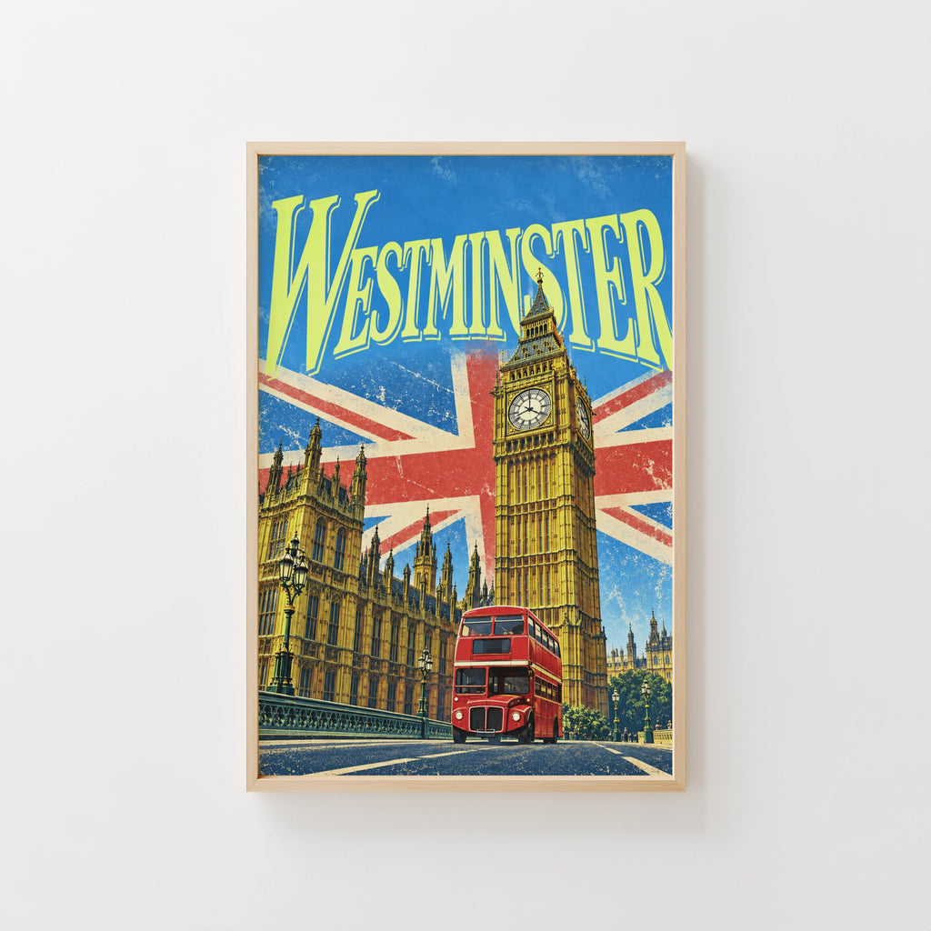 Vintage Westminster London Poster, Big Ben Wall Art Print