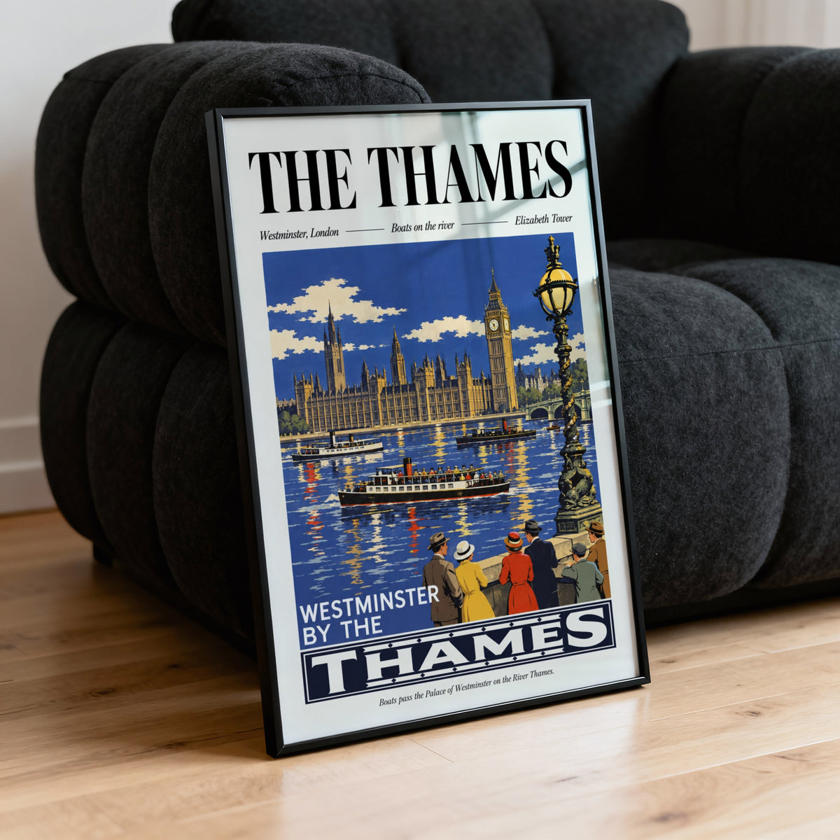 Vintage Thames Poster, Westminster London Wall Art, Print