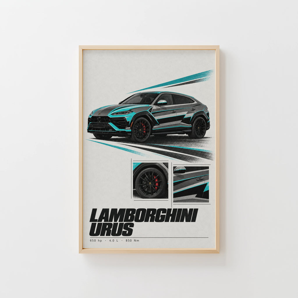 Vintage Lamborghini Urus Print, Car Wall Art