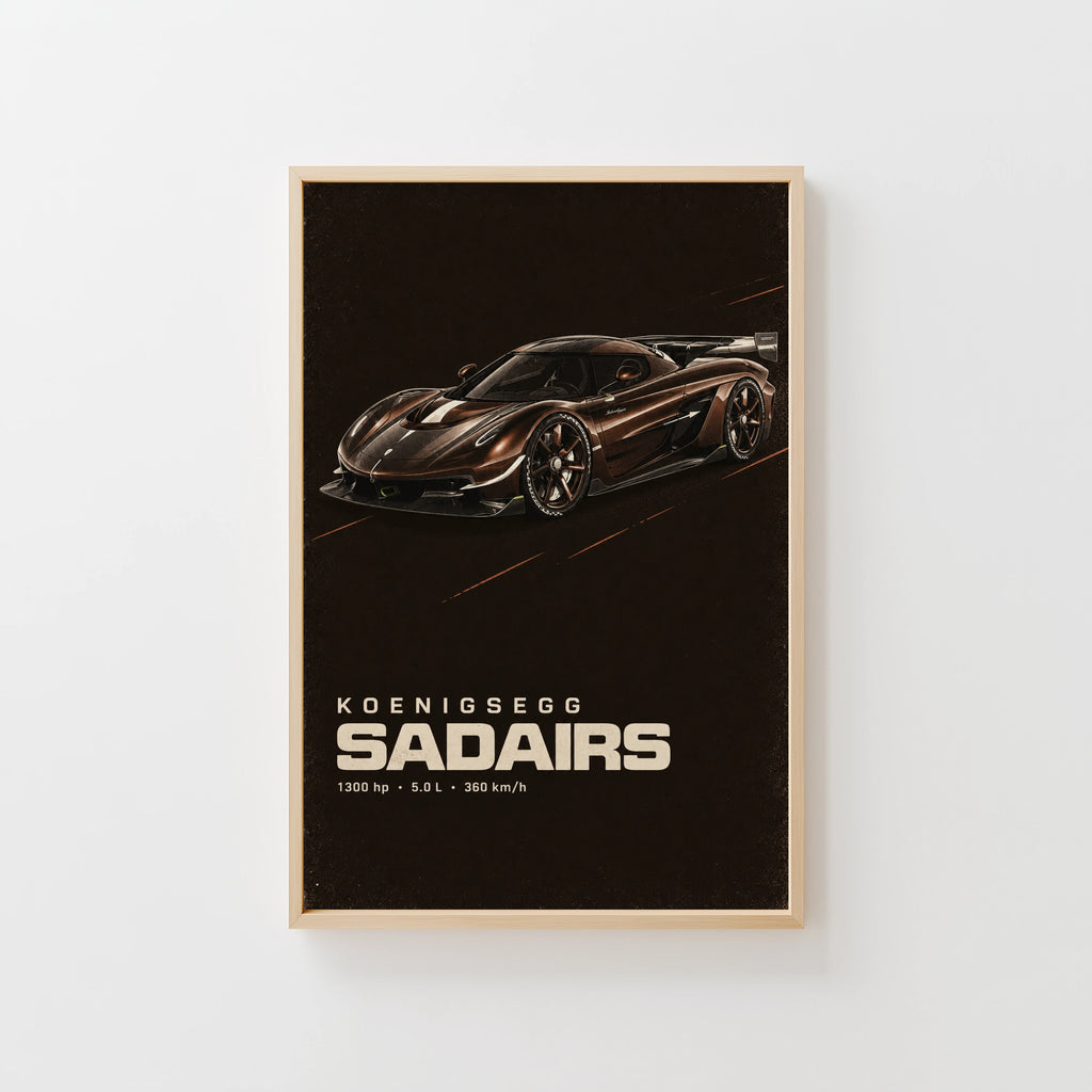Vintage Koenigsegg Print, Hypercar Wall Art