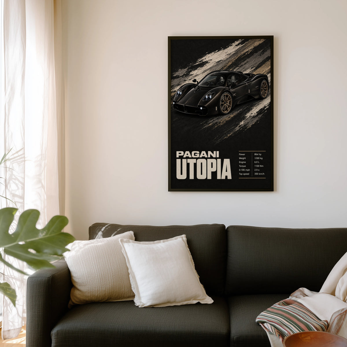Vintage Pagani Utopia Print, Supercar Wall Art