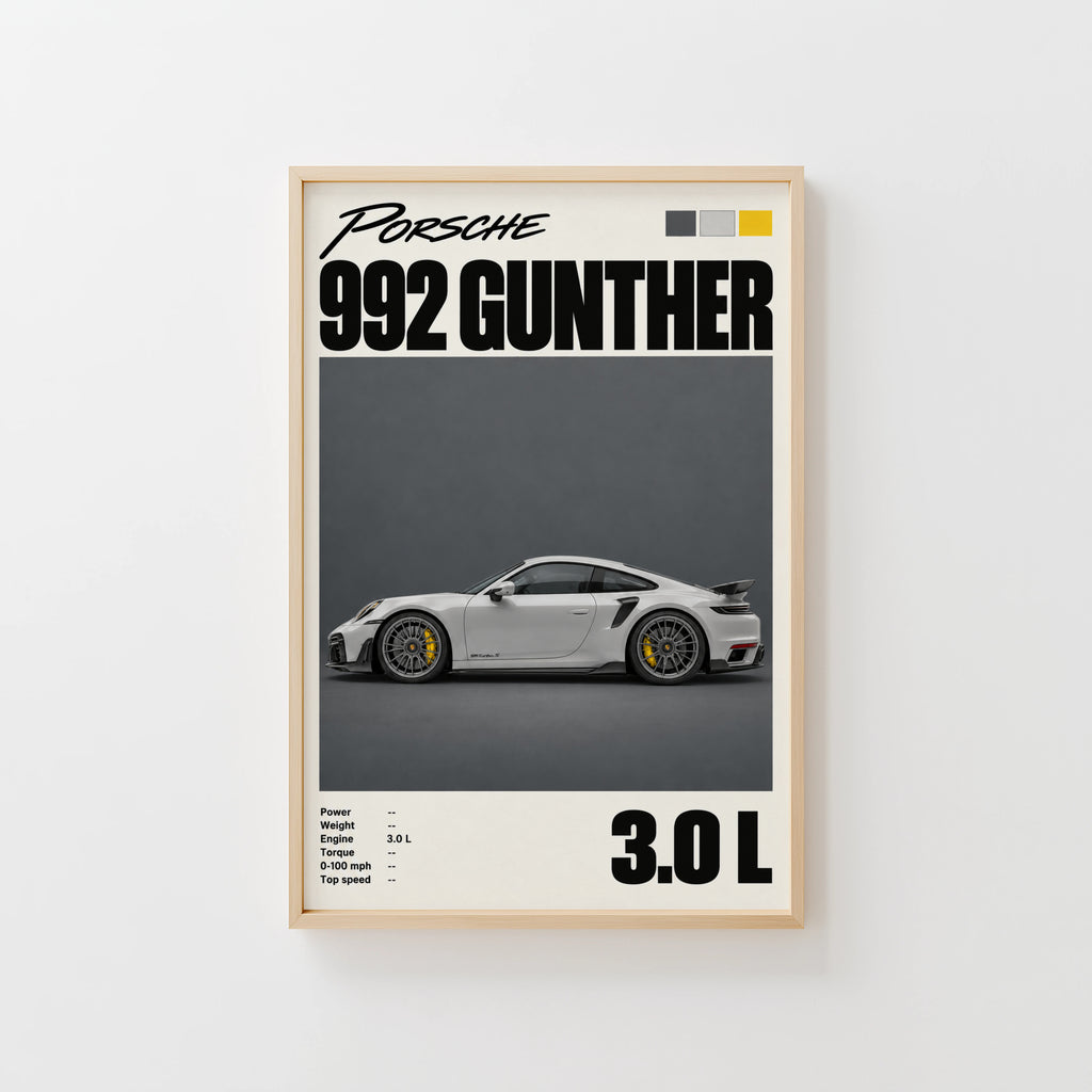 Vintage Porsche 992 Print, Car Wall Art