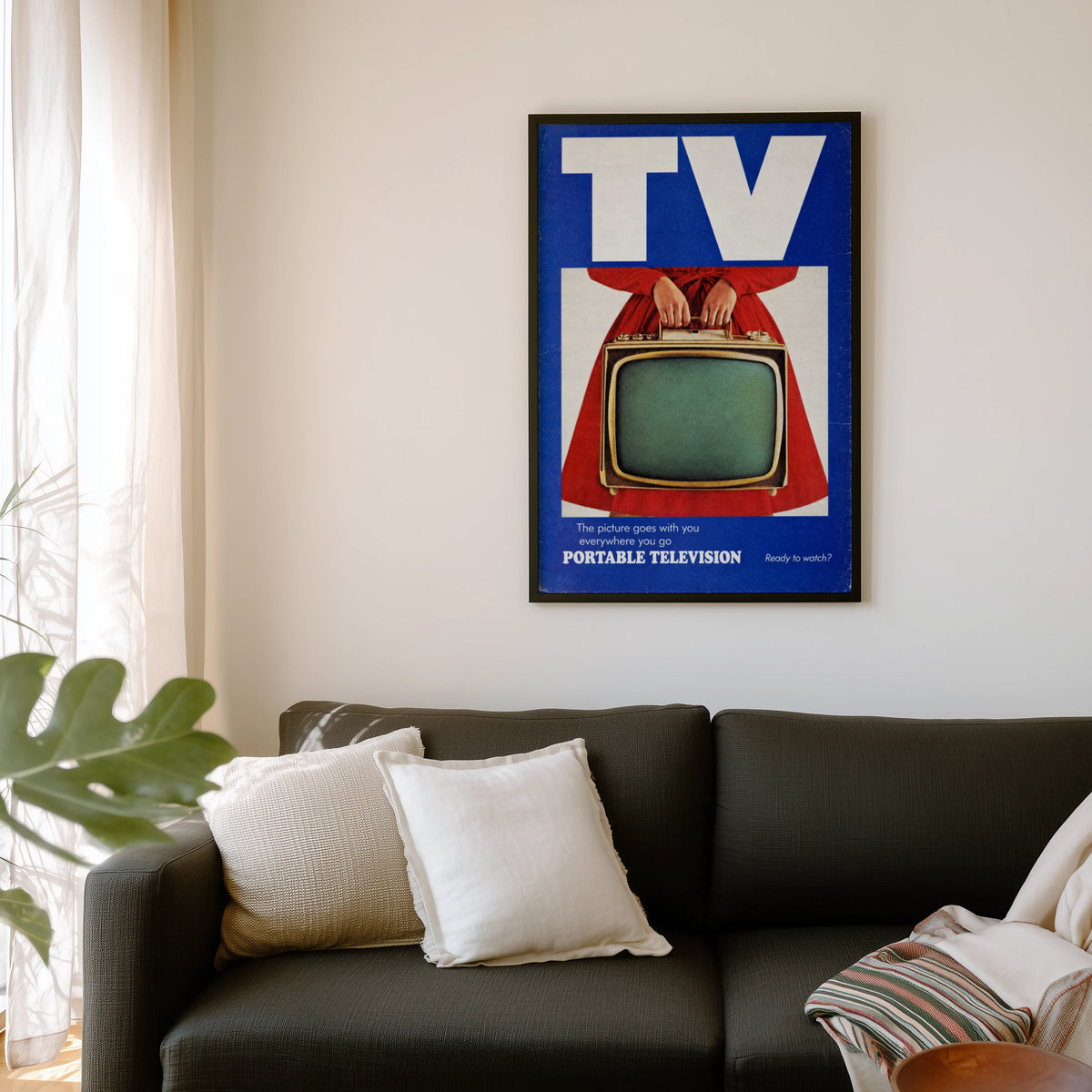 Vintage Portable TV Poster, Retro Advert Wall Art, Print