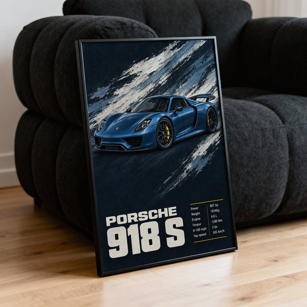 Vintage Porsche 918 S Print, Car Poster, Wall Art