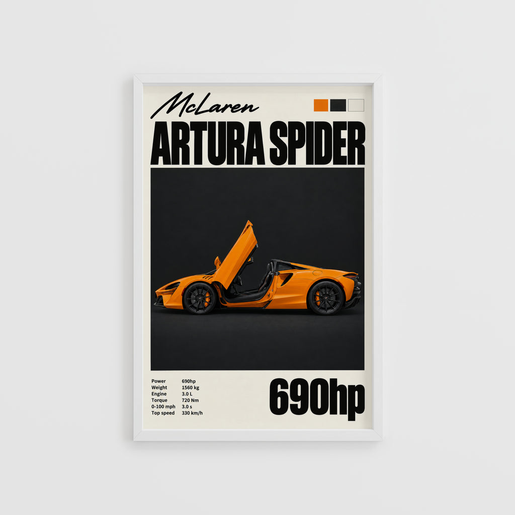 Vintage McLaren Artura Spider Print, Car Wall Art