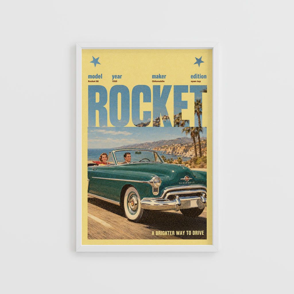 Vintage Oldsmobile Rocket 88 Poster, Car Wall Art Print