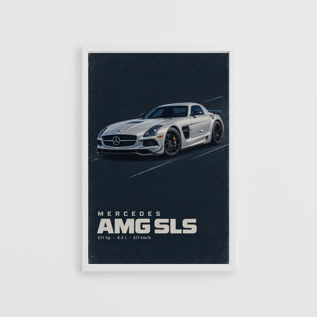 Vintage Mercedes AMG SLS Print, Car Wall Art