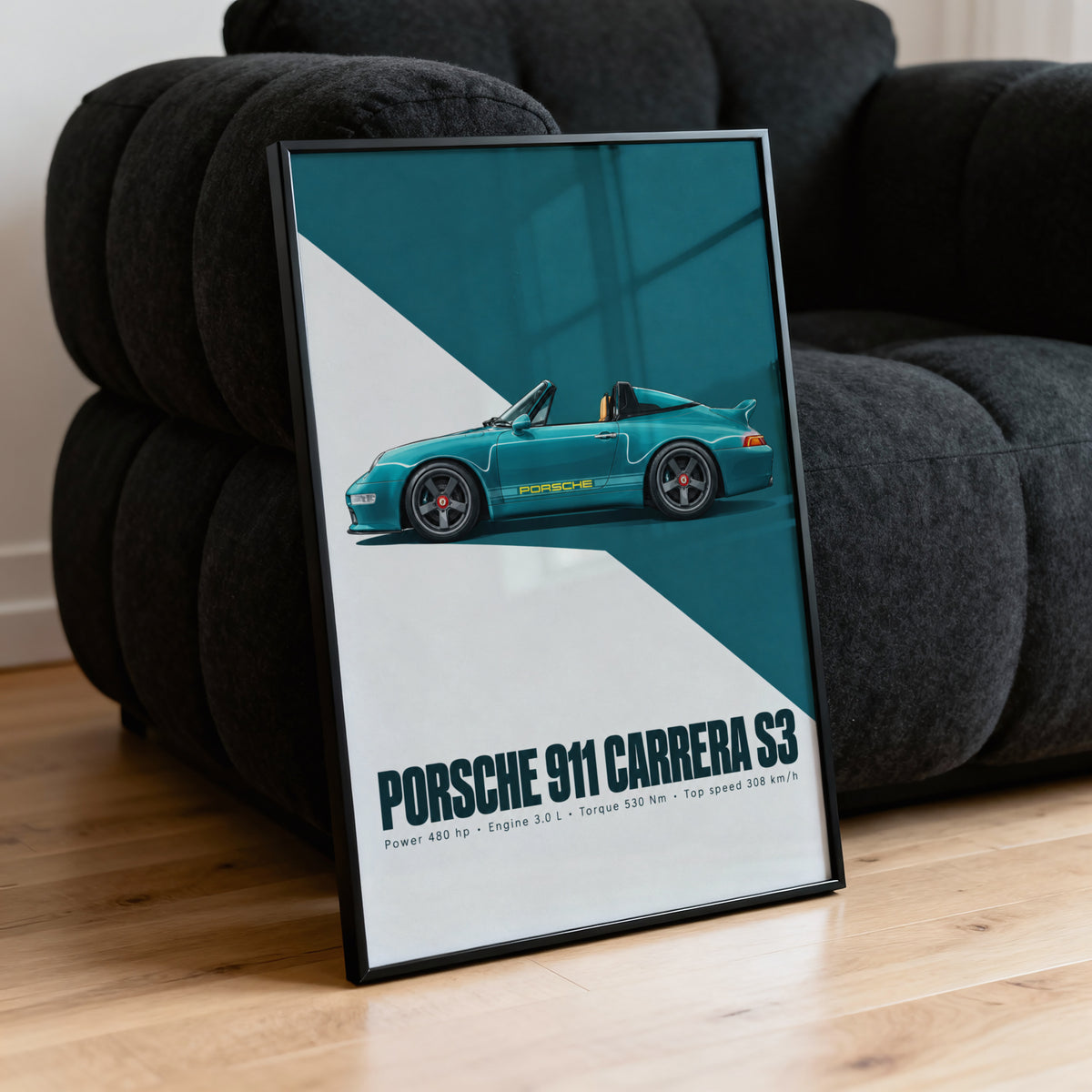 Vintage Porsche 911 Carrera S3 Print, Car Wall Art