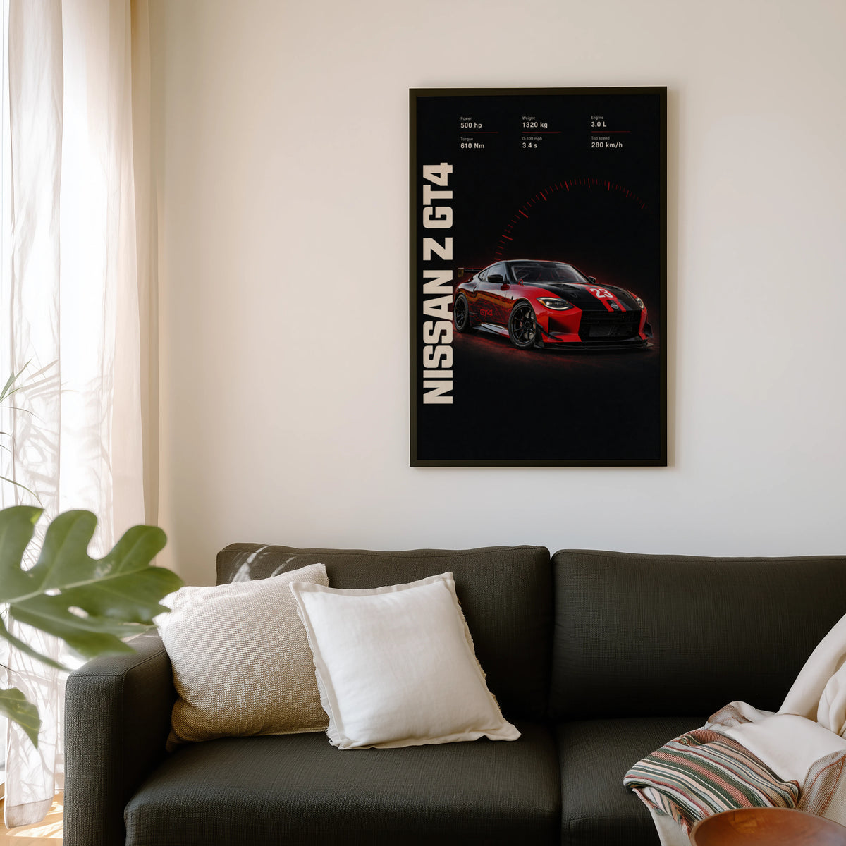 Vintage Nissan Z GT4 Print, Racing Car Wall Art