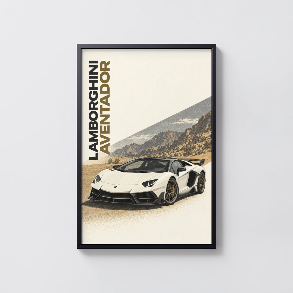 Vintage Lamborghini Aventador Print, Supercar
