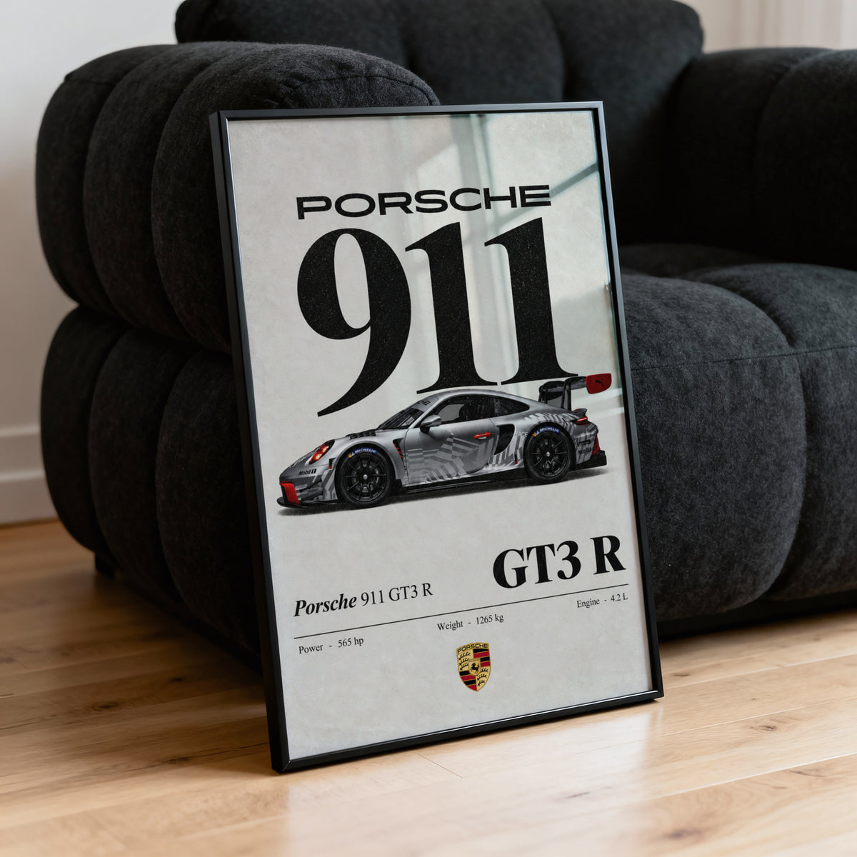 Vintage Porsche 911 GT3 R Print, Car Wall Art