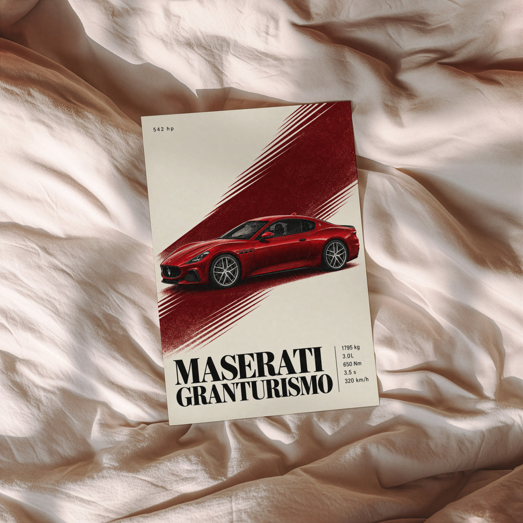 Vintage Maserati GranTurismo Print, Red Car Art
