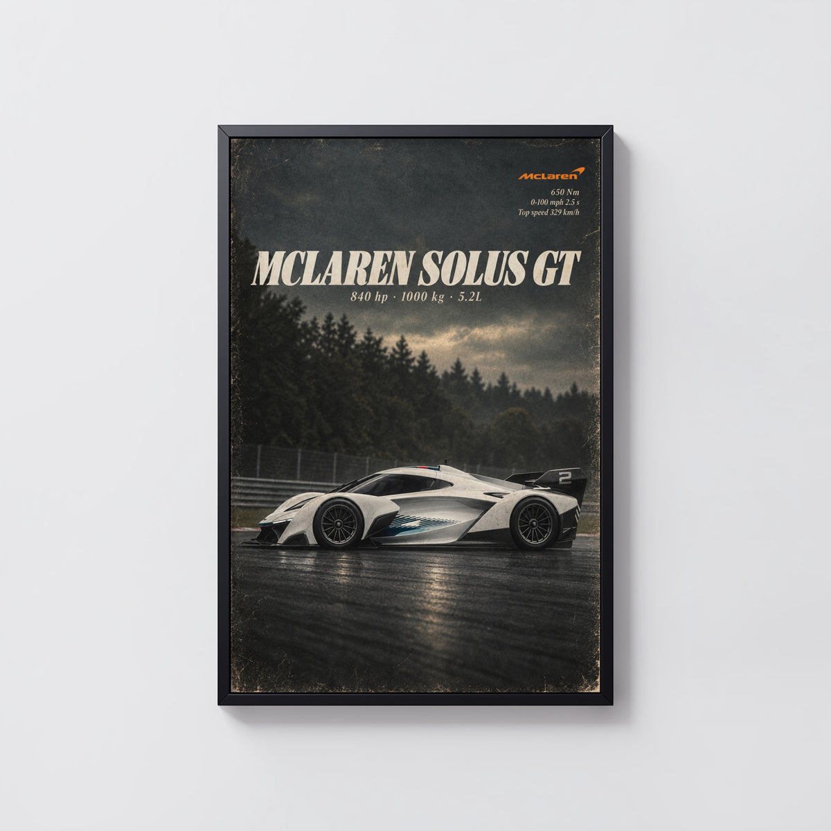 Vintage McLaren Solus GT Print, Supercar Wall Art