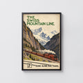 Vintage Swiss Mountain Line Print Poster, Alpine Train